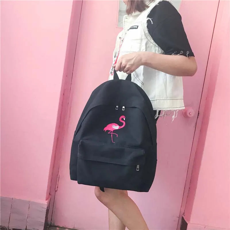 Women Harajuku Embroidery Backpack Travel School Canvas Rucksack