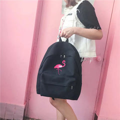 Women Harajuku Embroidery Backpack Travel School Canvas Rucksack