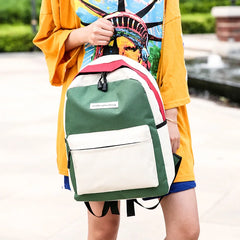 4PCS Women Backpack School Bags For Teenage Girls Patchwork Backpack
