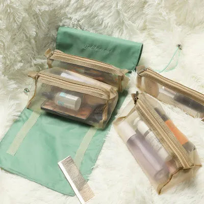 4PCS in 1 Cosmetic Bag For Women Zipper Mesh Separable Cosmetics Pouch Ladies