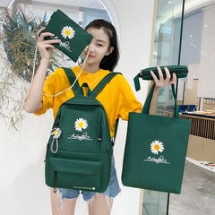 4Pcs/Set Canvas Daisy School Backpacks For Girls Boys