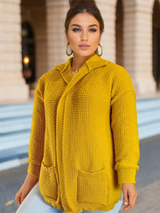  Hooded Open-Front Cardigan with Pockets