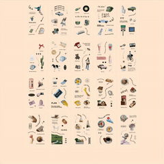 20pcs PET Flat Sticker Retro Literary Theme DIY Journal Decoration