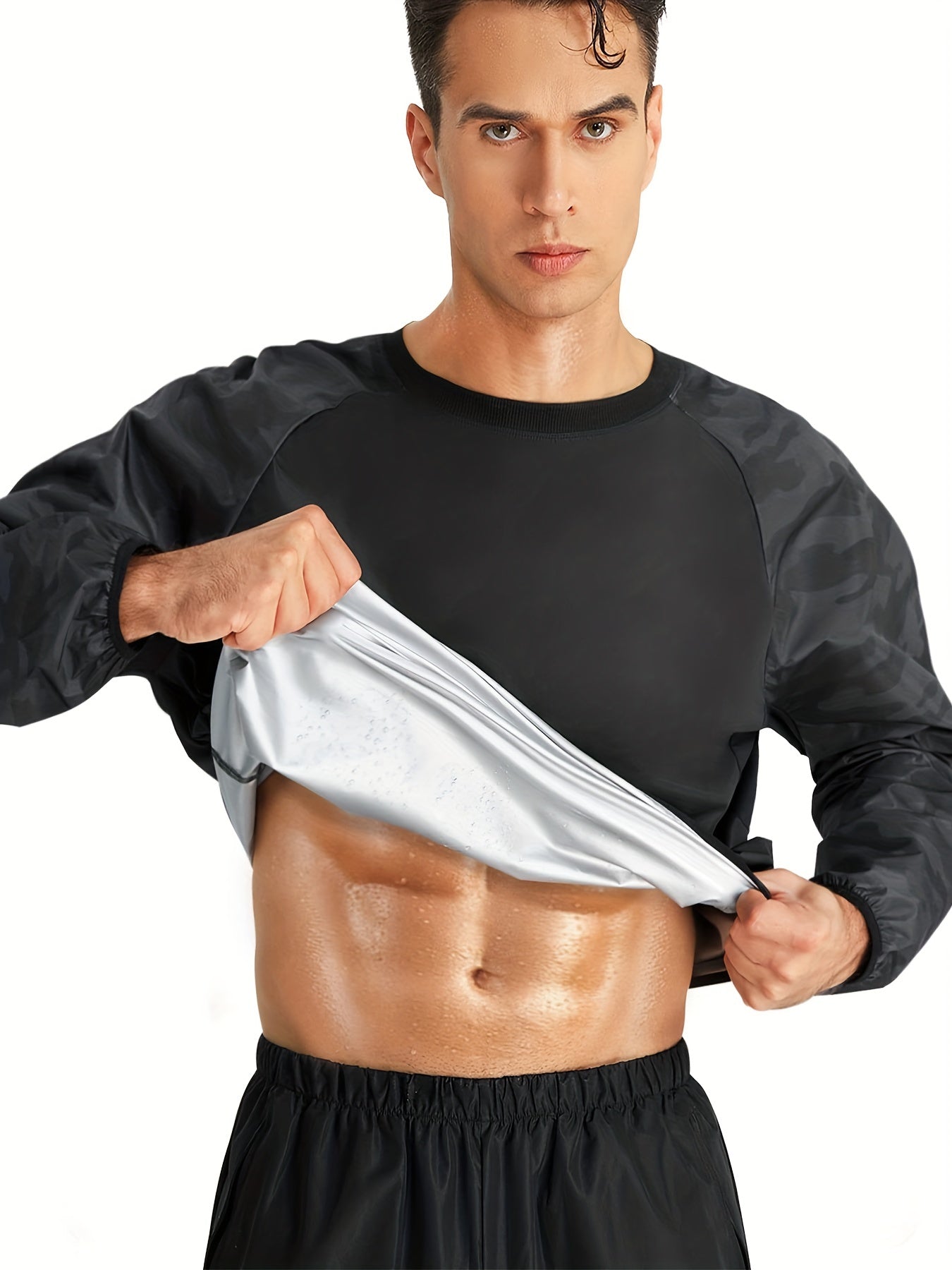 Men's Sauna Suit Sweat Shirt for Weight Loss Training Workout