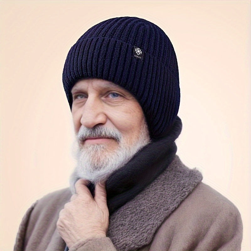 Men's Plush Wool Knitted Hat Winter Thick Warm Cap