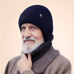 Men's Plush Wool Knitted Hat Winter Thick Warm Cap