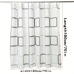 Modern Plaid Shower Curtain with Waterproof Stylish Hooks