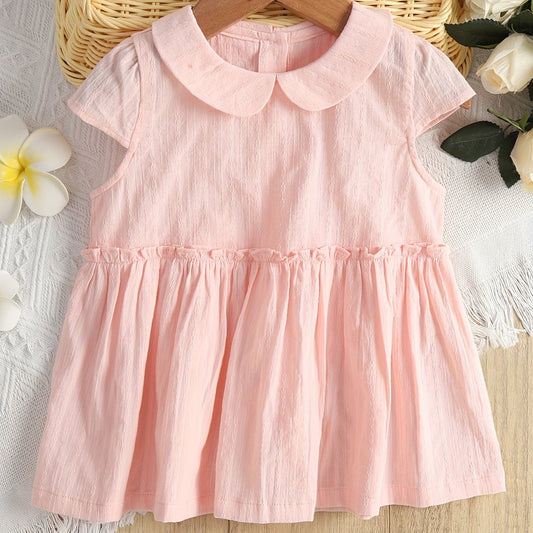 Baby Girls Plain Short Sleeve Dress for Summer