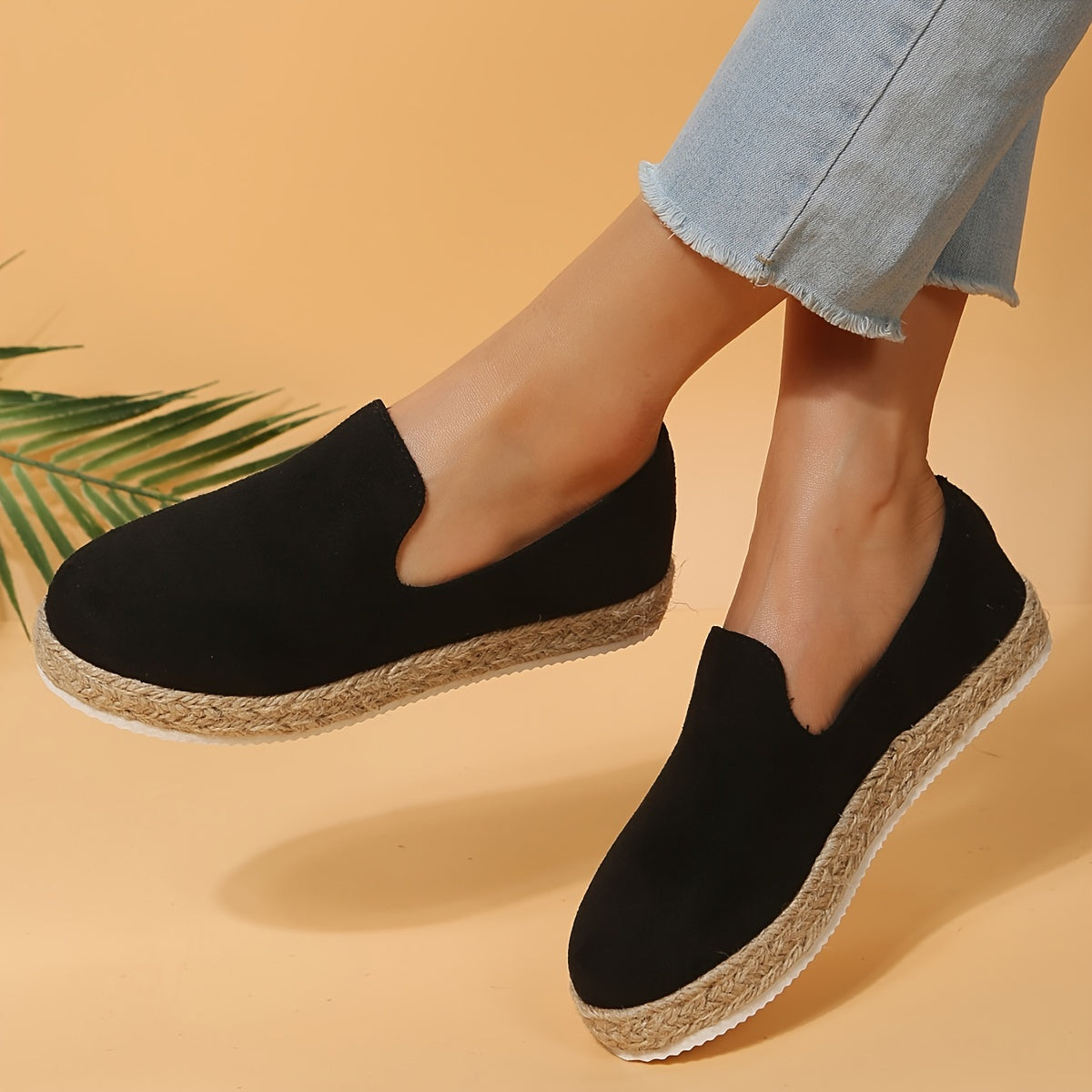 Women's Platform Espadrilles Loafers Slip On Flat Shoes