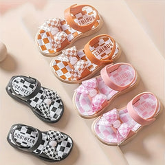 Plaid Open Toe Baby Sandals Lightweight Breathable