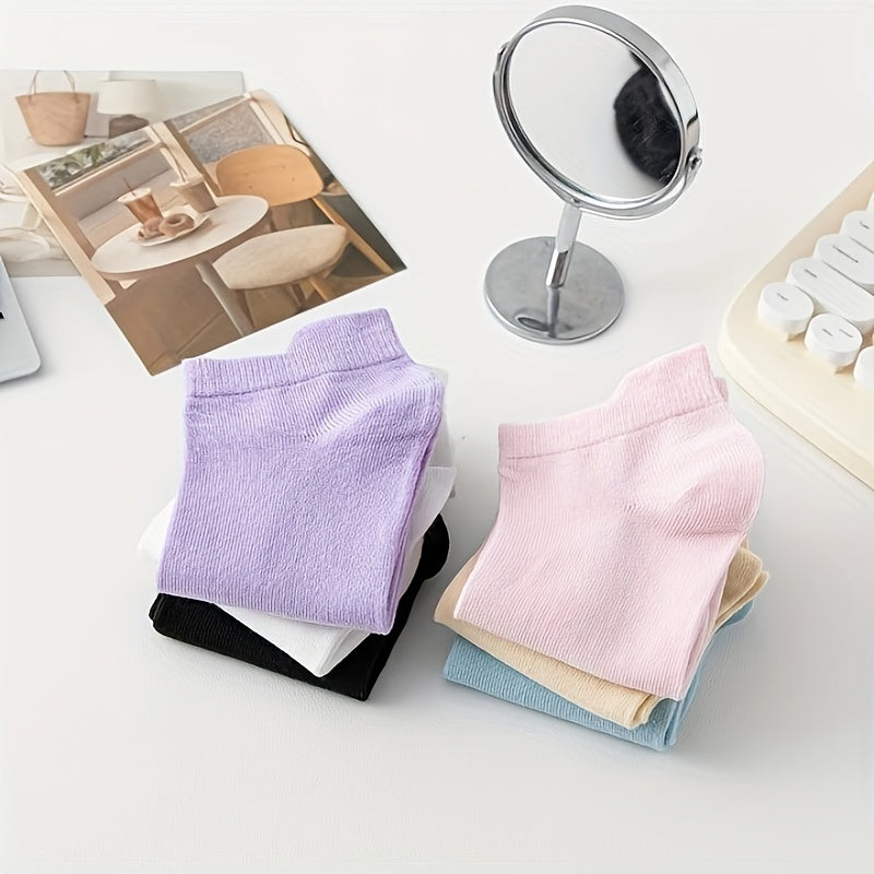 6 Pairs Solid Socks Comfy & Breathable Women's Stockings & Hosiery
