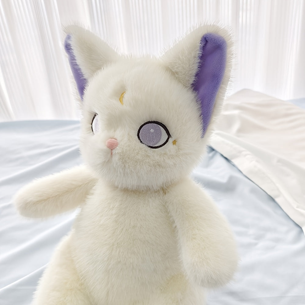 Witch Cat Plush Toy Soft Fluffy Stuffed Animal Purple Ears Eyes Mixed Colors