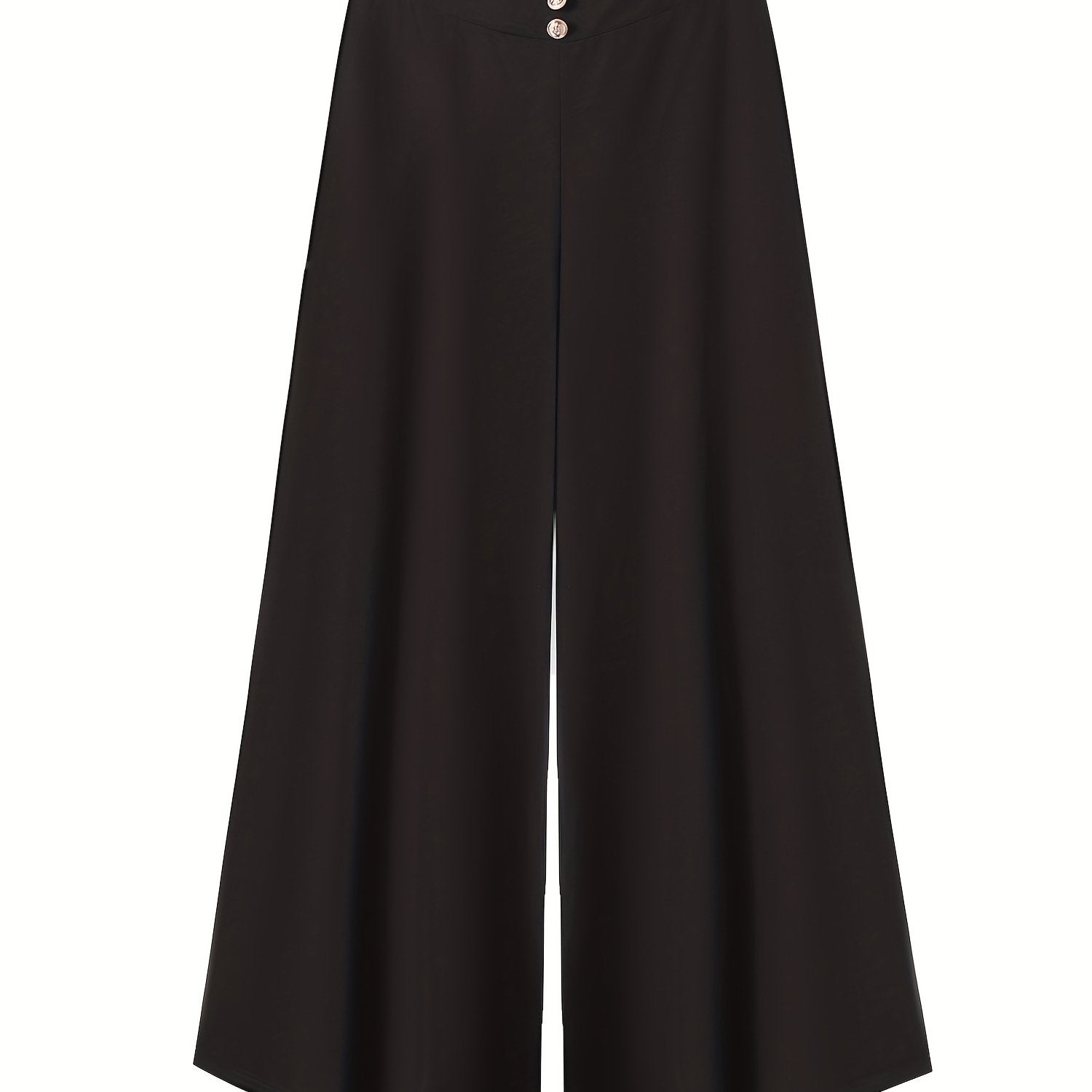  Button Decor High Rise Wide Leg Trousers