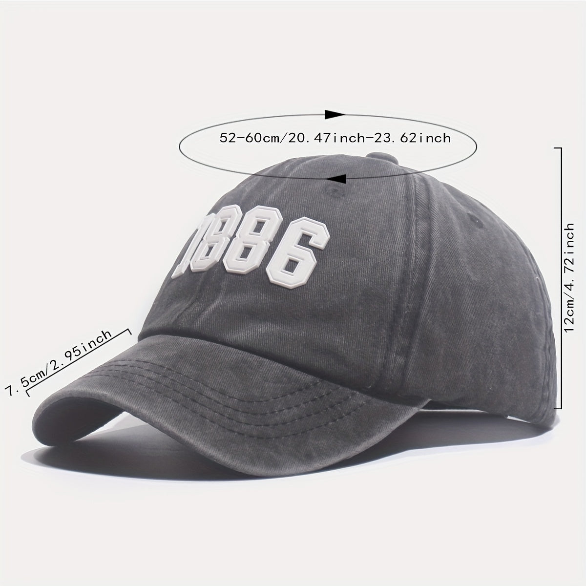 1886 Washed Men's Baseball Cap Sun Hat