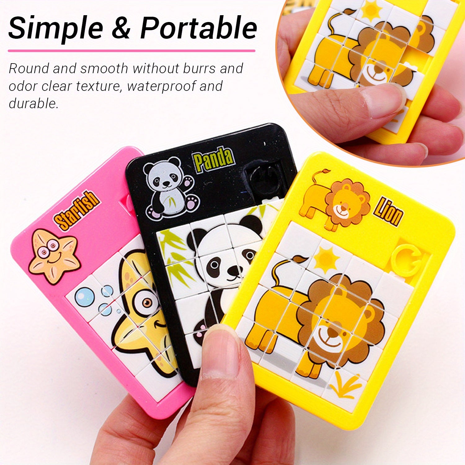 10 Mini Animal Sliding Puzzles Kids Brain Teasers Fun Learning Toys