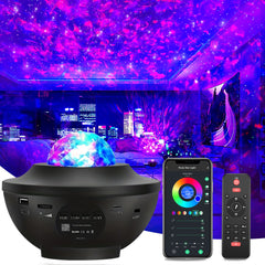 4-in-1 Galaxy Projector Star Night Light Voice Control Ocean Wave Effect