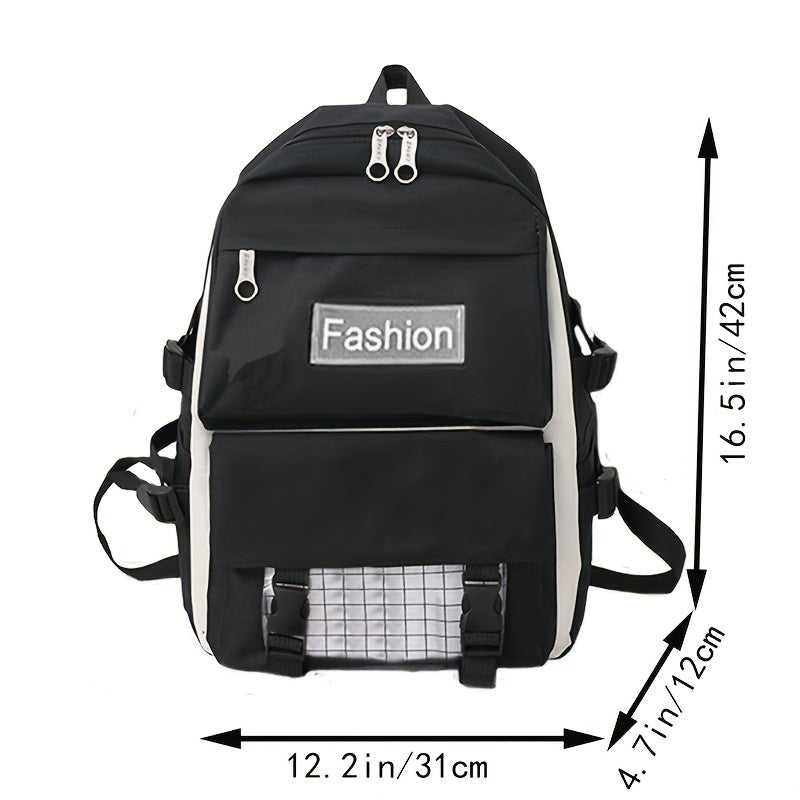 4pc Plaid Pattern Backpack Set Lightweight Travel Schoolbag Tote Crossbody Penci