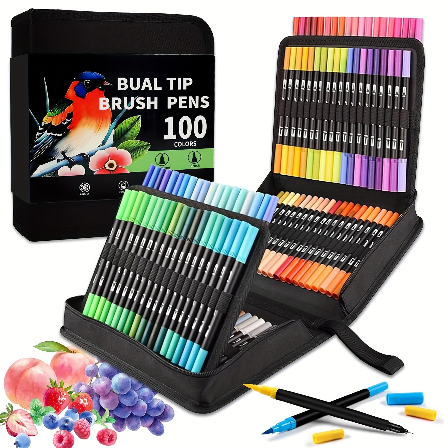 AIWOLIN Dual Brush Marker Pens 72 Colors Water Based