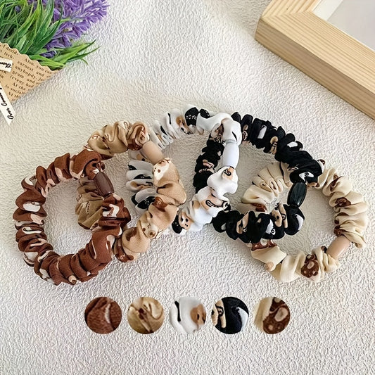 Cartoon Bear Print Scrunchies Hair Tie Hair Rope Sweet Ponytail Holder