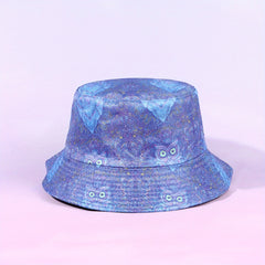 Purple Bucket Hat Buddha Lotus Mushroom Owl Print Basin Hat Halloween Anime Fish