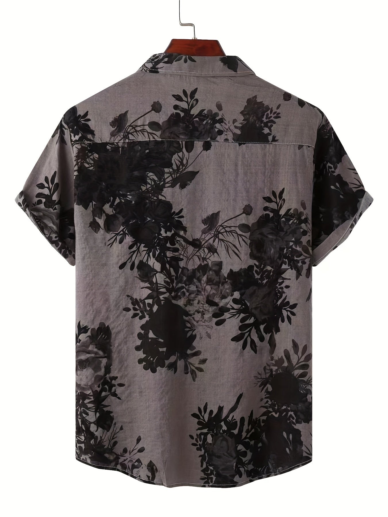 Men's Casual Flowery Pattern Crew Neck Short Sleeve Cotton T-shirt
