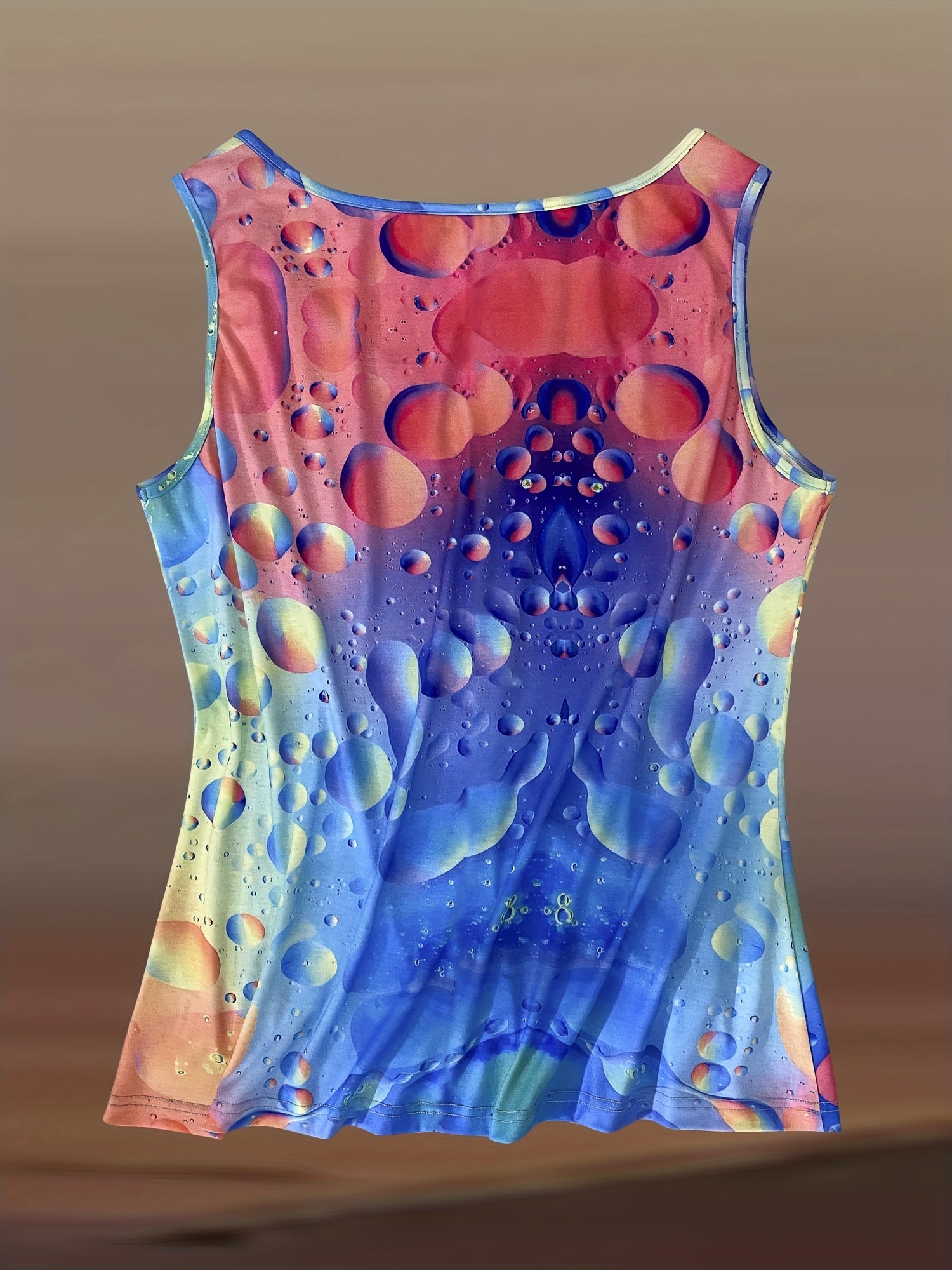  Bubble Print Notched Neck Tank Top