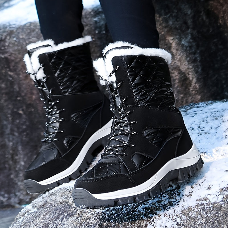 Quilted Argyle Pattern High Top Boots