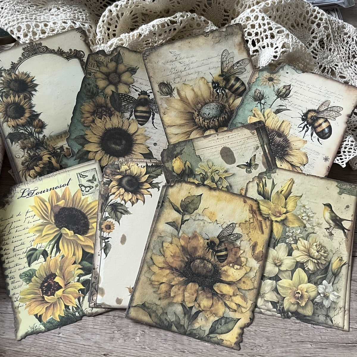 30pcs Retro Art Bee Multiple Flowers Animal Plant Journal Diy Decoration Paper