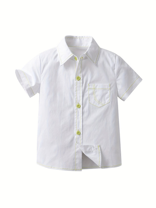Boys Casual Short Sleeve Lapel Shirt for Summer