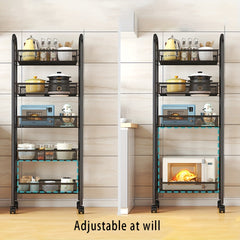 Iron Storage Rack With Wheels Bookshelf Movable Small Cart Storage Shelf