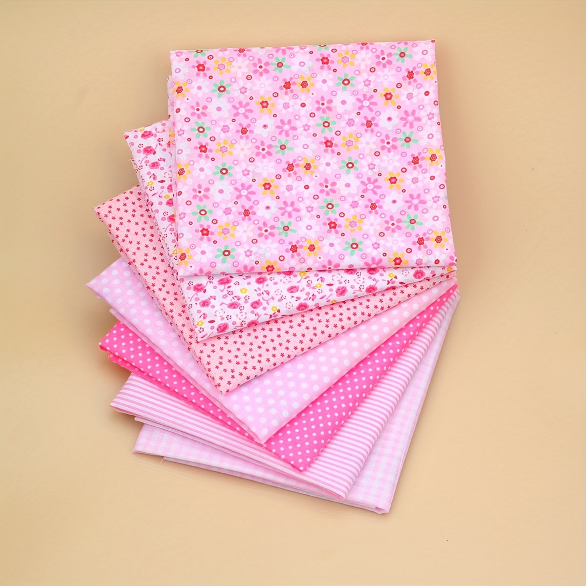 7pcs Printed Cotton Quilting Sewing Patchwork DIY Pink Series