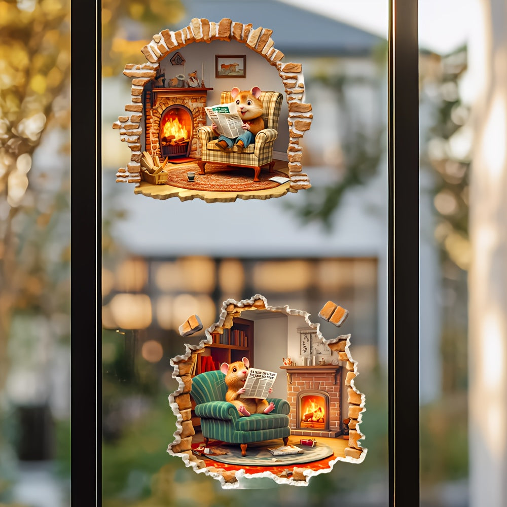 Mouse Vinyl Wall Stickers 4 Pack Christmas Decorations