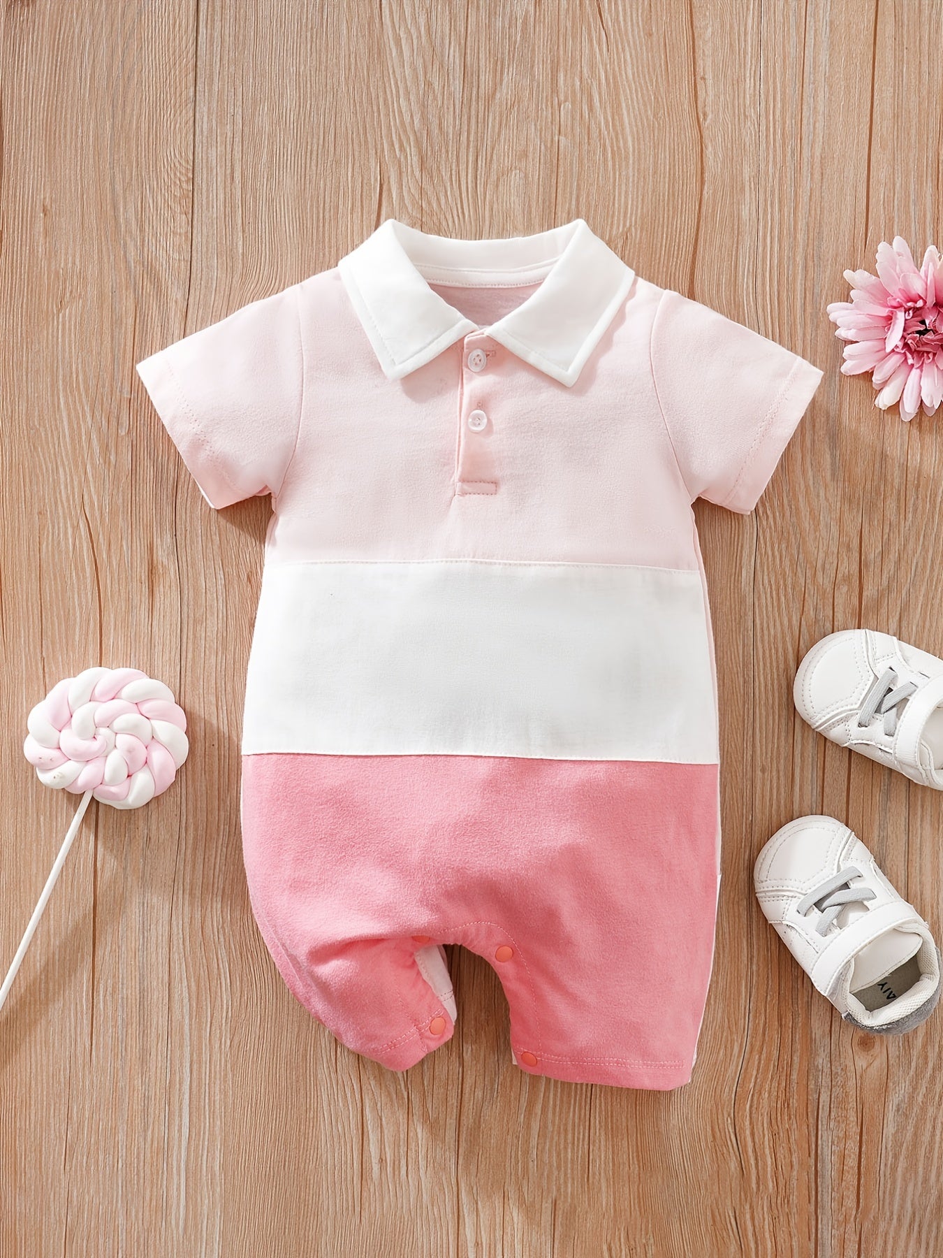 Baby Boys Casual Block Short Sleeve Romper