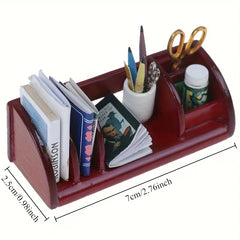 Dollhouse Wooden Bookshelf Model w/ Stationery Books