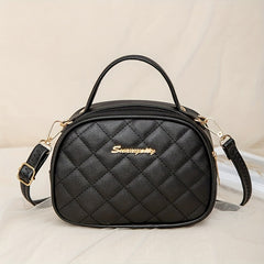 Argyle Quilted Crossbody Bag PU Leather Camera Purse