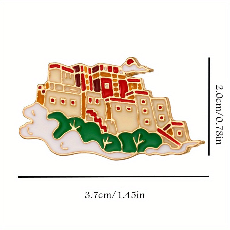 Chinese Style Scenic Monument Brooch DIY Clothes Hat Bag Backpack Accessory