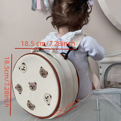 Kids Embroidery Bear School Bag Travel Backpack
