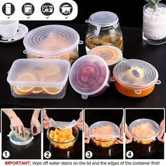 6pcs Silicone Stretch Lids BPA-Free Reusable Food Bowl Covers