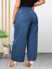 Plus Size Ripped High Rise Wide Leg Jeans