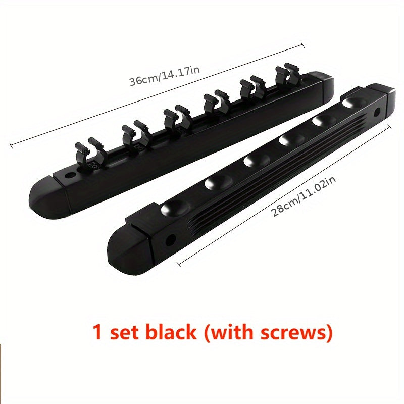Wood Pool Cue Holder with Metal Clip for 6 Clubs
