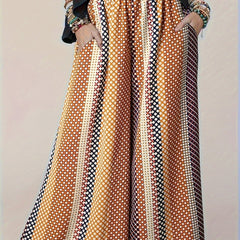  Polka Dot & Striped High Rise Wide Leg Trousers