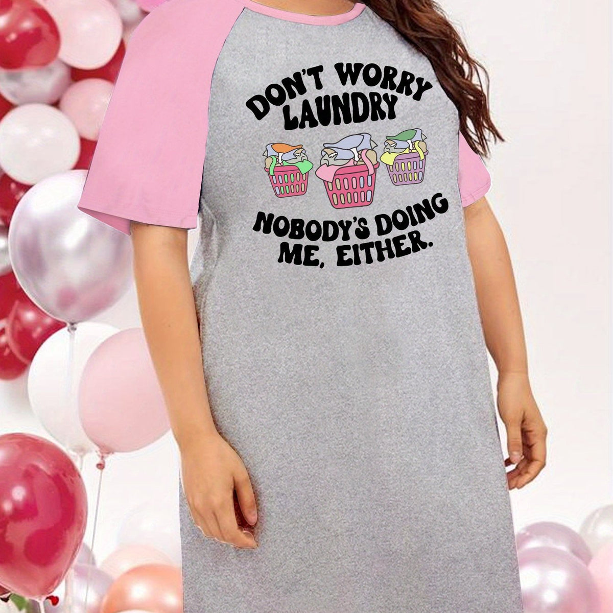  Funny Turtle Graphic Raglan Nightdress