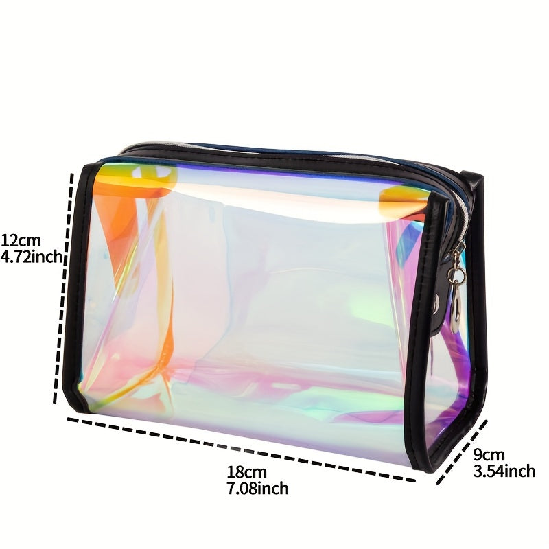 Modern Laser Trapezoidal Makeup Bag Holographic Zipper Storage Bag
