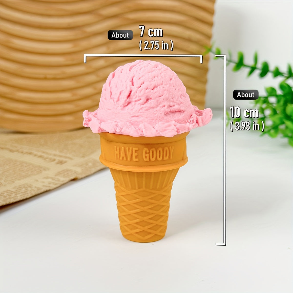 PVC Ice Cream Cone & Ball Set Assorted Flavors Toppings