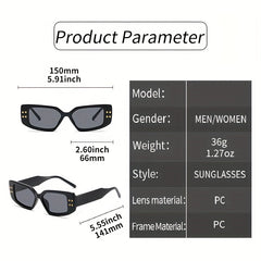 Y2K Square Cat Eye Sunglasses Rivet UV400 Sun Shades