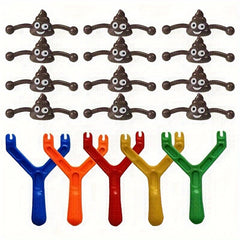 6pcs Poop Sling Prank Toy Set Poo Launcher TPR Elastic Shooter