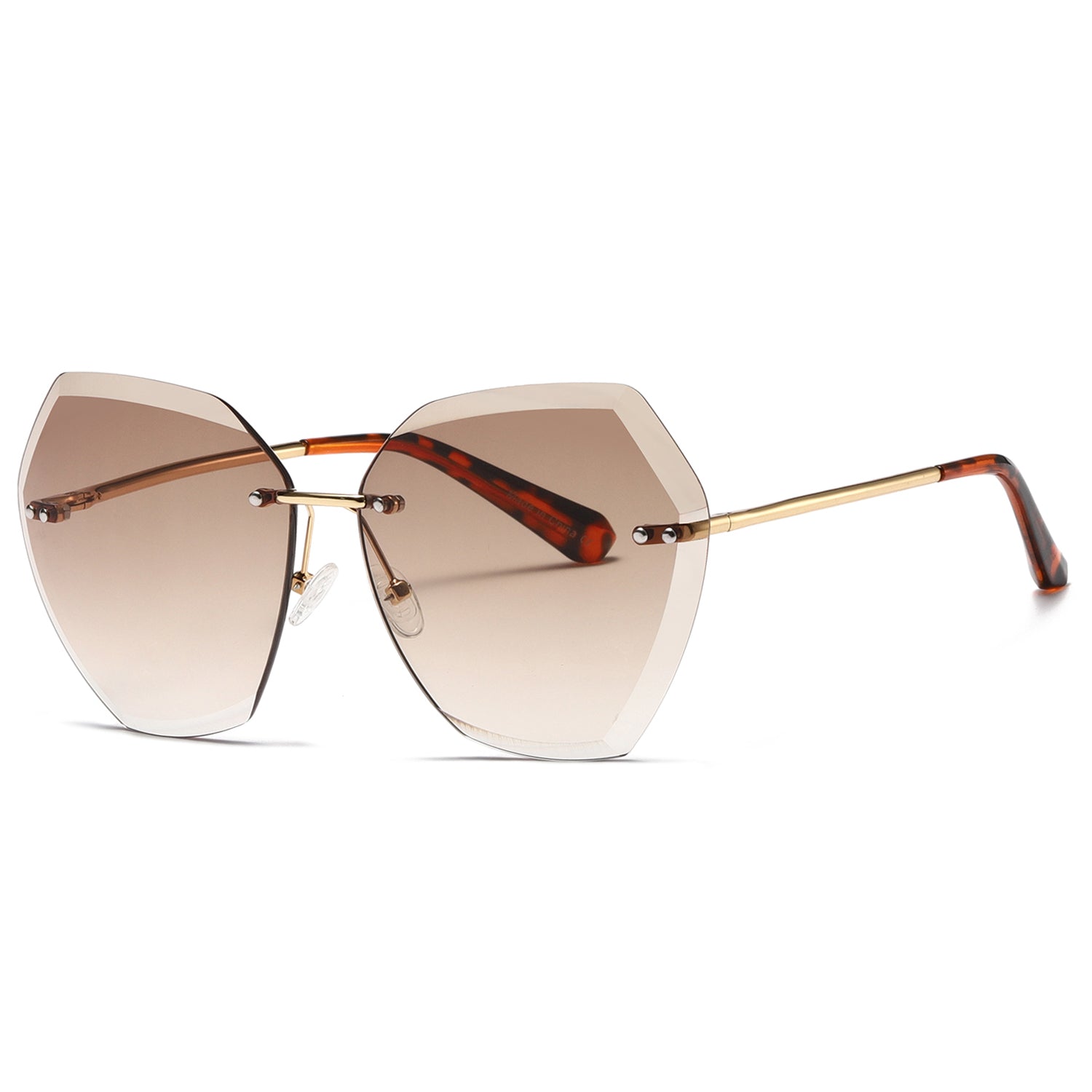 Vintage Square Sunglasses Women Stylish Rimless Oversized Sun Protection