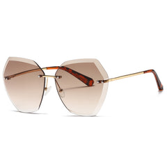 Vintage Square Sunglasses Women Stylish Rimless Oversized Sun Protection