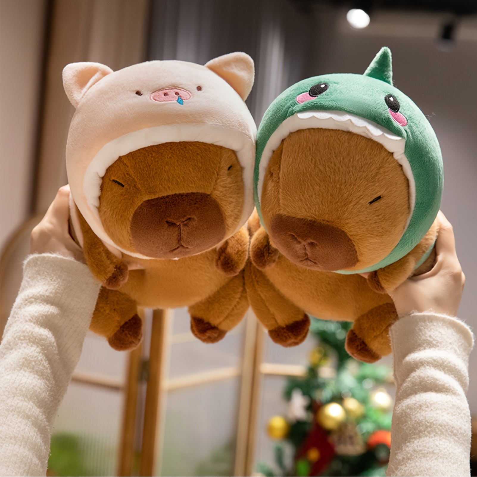 Anime Style Capybara Plush Toy with Headbands Dark Brown