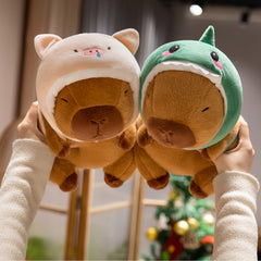 Anime Style Capybara Plush Toy with Headbands Dark Brown